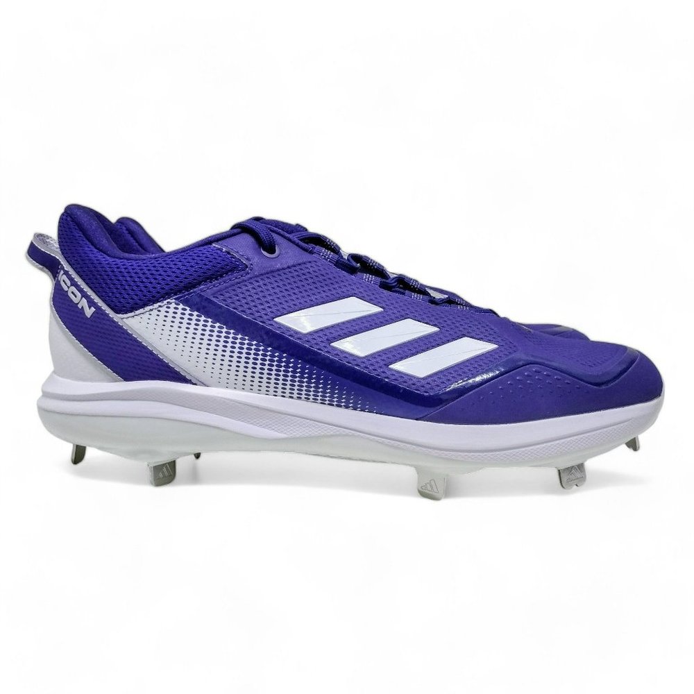 New Adidas Icon 7 Metal Baseball Cleats Men's Size 12.5 Purple White S23854